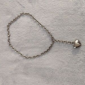 Stainless steel chain link heart necklace
